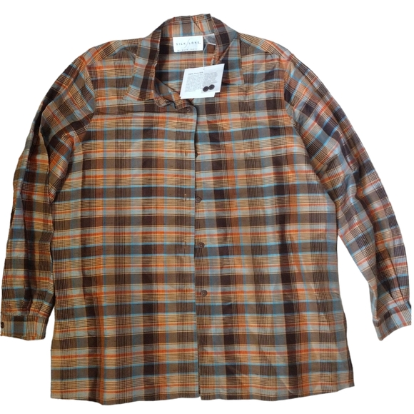 Silk Lore Tops - SILK LORE 100% PURE SILK LONG SLEEVE BUTTON DOWN SHIRT SIZE LARGE
